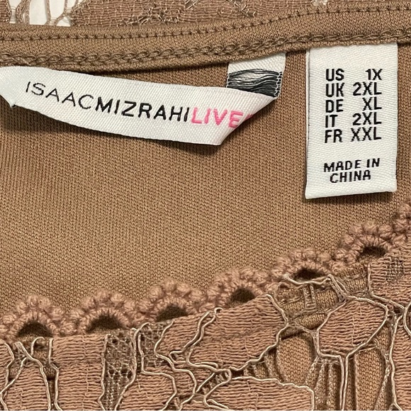 Isaac Mizrahi dress 1X sleeveless lined lace dress in mocha side zip eyelash hem - Picture 12 of 16